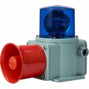 Đèn xoay cảnh báo cho công nghiệp nặng/tàu thủy QLIGHT SHD-WS-110-B 110VAC D135 còi đa âm màu xanh