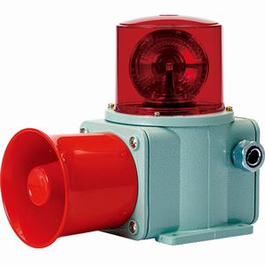 Đèn xoay cảnh báo cho công nghiệp nặng/tàu thủy QLIGHT SHDLR-WA-220-R 220VAC D135 còi đa âm màu đỏ