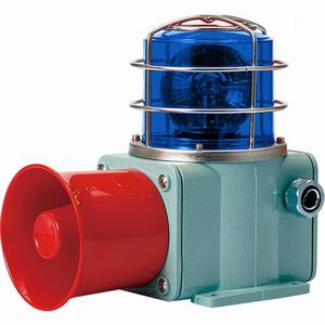 Đèn xoay cảnh báo cho công nghiệp nặng/tàu thủy QLIGHT SHDLRP-WM-24-B 24VDC D135 còi đa âm màu xanh