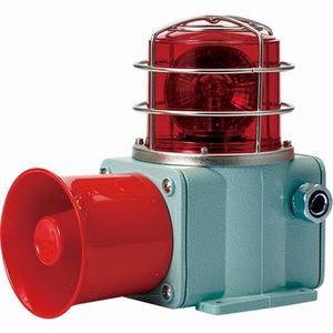 Đèn xoay cảnh báo cho công nghiệp nặng/tàu thủy QLIGHT SHDLRP-WP-220-R 220VAC D135 còi đa âm màu đỏ