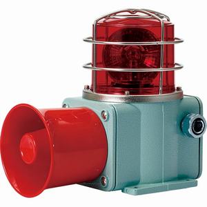 Đèn xoay cảnh báo cho công nghiệp nặng/tàu thủy QLIGHT SHDP-WA-12-R 12VDC D135 còi đa âm màu đỏ