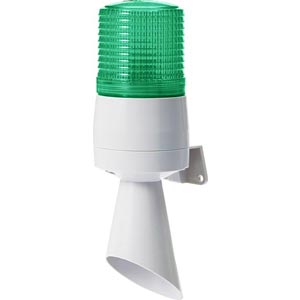 Đèn tín hiệu/cảnh báo kết hợp với âm còi lớn QLIGHT S60ADS-12-G 12VDC; Xanh lá; Đèn kết hợp còi báo; Cỡ Lens: D70mm; Sáng nhấp nháy, cường độ sáng cao