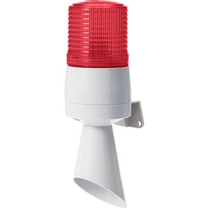 Đèn tín hiệu/cảnh báo kết hợp với âm còi lớn QLIGHT S60ADL-24-R 24VDC; Màu đỏ; Đèn kết hợp còi báo; Cỡ Lens: D70mm; Sáng nhấp nháy