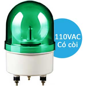 Đèn xoay cảnh báo QLIGHT S100DR-BZ-110-G 110VAC D100 có còi màu xanh lá