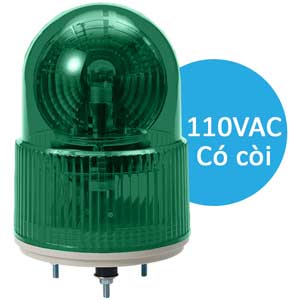 Đèn xoay cảnh báo QLIGHT S100RLR-BZ-110-G 110VAC D100 có còi màu xanh lá