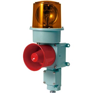Đèn xoay cảnh báo cho công nghiệp nặng/tàu thủy QLIGHT SD-WV-110-A 110VAC D150 còi đa âm màu hổ phách