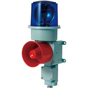 Đèn xoay cảnh báo cho công nghiệp nặng/tàu thủy QLIGHT SD-WS-110-B 110VAC D150 còi đa âm màu xanh