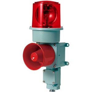 Đèn xoay cảnh báo cho công nghiệp nặng/tàu thủy QLIGHT SD-WA-220-R 220VAC D150 còi đa âm màu đỏ
