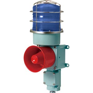Đèn cảnh báo cho công nghiệp nặng/tàu thủy QLIGHT SDLP-WP-12-B 12VDC D150 còi đa âm màu xanh