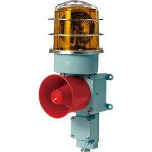 Đèn xoay cảnh báo cho công nghiệp nặng/tàu thủy QLIGHT SDLRP-WM-24-A 24VDC D150 còi đa âm màu hổ phách