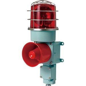Đèn xoay cảnh báo cho công nghiệp nặng/tàu thủy QLIGHT SDLRP-WS-12-R 12VDC D150 còi đa âm màu đỏ