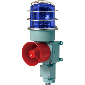Đèn xoay cảnh báo cho công nghiệp nặng/tàu thủy QLIGHT SDP-WV-110-B 110VAC D150 còi đa âm màu xanh