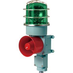 Đèn xoay cảnh báo cho công nghiệp nặng/tàu thủy QLIGHT SDP-WM-110-G 110VAC D150 còi đa âm màu xanh lá
