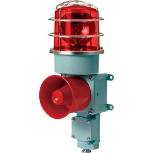 Đèn xoay cảnh báo cho công nghiệp nặng/tàu thủy QLIGHT SDP-WP-24-R 24VDC D150 còi đa âm màu đỏ