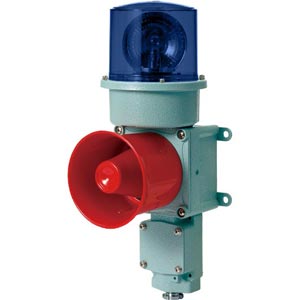 Đèn xoay cảnh báo cho công nghiệp nặng/tàu thủy QLIGHT SED-WA-110-B 110VAC D125 còi đa âm màu xanh