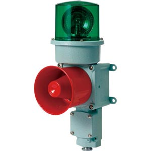 Đèn xoay cảnh báo cho công nghiệp nặng/tàu thủy QLIGHT SED-WS-24-G 24VDC D125 còi đa âm màu xanh lá