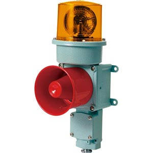 Đèn xoay cảnh báo cho công nghiệp nặng/tàu thủy QLIGHT SEDLR-WM-110-A 110VAC D125 còi đa âm màu hổ phách