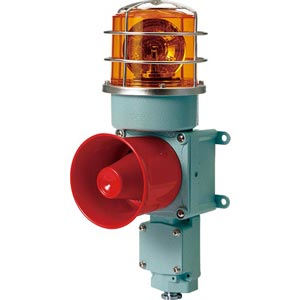 Đèn xoay cảnh báo cho công nghiệp nặng/tàu thủy QLIGHT SEDLRP-WV-12-A 12VDC D125 còi đa âm màu hổ phách