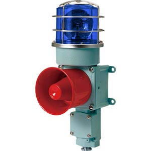 Đèn xoay cảnh báo cho công nghiệp nặng/tàu thủy QLIGHT SEDLRP-WS-12-B 12VDC D125 còi đa âm màu xanh