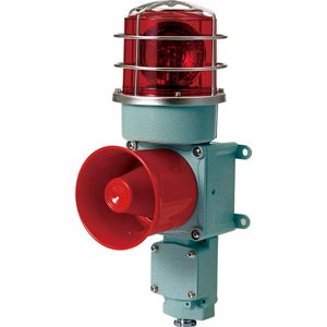 Đèn xoay cảnh báo cho công nghiệp nặng/tàu thủy QLIGHT SEDP-WP-24-R 24VDC D125 còi đa âm màu đỏ