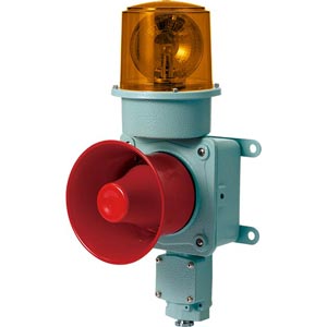 Đèn xoay cảnh báo cho công nghiệp nặng/tàu thủy QLIGHT SMD-WV-110-A 110VAC D150 còi đa âm màu hổ phách