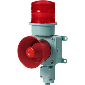 Đèn cảnh báo cho công nghiệp nặng/tàu thủy QLIGHT SMDL-WS-24-R 24VDC D150 còi đa âm màu đỏ