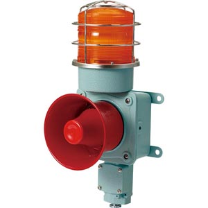 Đèn cảnh báo cho công nghiệp nặng/tàu thủy QLIGHT SMDSP-WM-24-A 24VDC D150 còi đa âm màu hổ phách