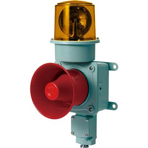 Đèn xoay cảnh báo cho công nghiệp nặng/tàu thủy QLIGHT SMDLR-WP-12-A 12VDC D150 còi đa âm màu hổ phách