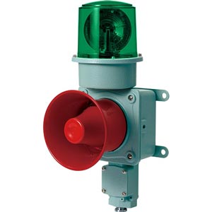 Đèn xoay cảnh báo cho công nghiệp nặng/tàu thủy QLIGHT SMDLR-WP-220-G 220VAC D150 còi đa âm màu xanh lá