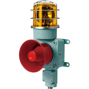 Đèn xoay cảnh báo cho công nghiệp nặng/tàu thủy QLIGHT SMDLRP-WS-12-A 12VDC D150 còi đa âm màu hổ phách