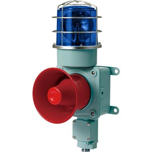 Đèn xoay cảnh báo cho công nghiệp nặng/tàu thủy QLIGHT SMDLRP-WS-12-B 12VDC D150 còi đa âm màu xanh