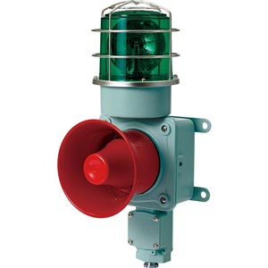 Đèn xoay cảnh báo cho công nghiệp nặng/tàu thủy QLIGHT SMDLRP-WP-24-G 24VDC D150 còi đa âm màu xanh lá