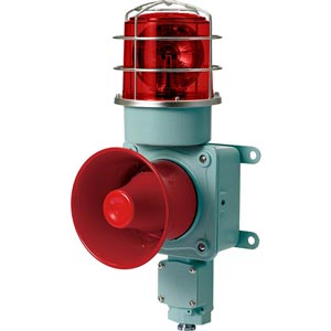 Đèn xoay cảnh báo cho công nghiệp nặng/tàu thủy QLIGHT SMDLRP-WP-24-R 24VDC D150 còi đa âm màu đỏ