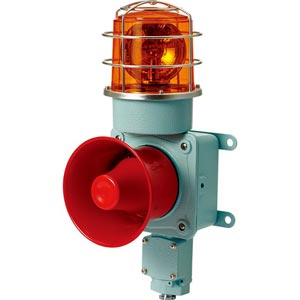 Đèn xoay cảnh báo cho công nghiệp nặng/tàu thủy QLIGHT SMDP-WM-220-A 220VAC D150 còi đa âm màu hổ phách