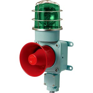 Đèn xoay cảnh báo cho công nghiệp nặng/tàu thủy QLIGHT SMDP-WP-110-G 110VAC D150 còi đa âm màu xanh lá