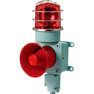 Đèn xoay cảnh báo cho công nghiệp nặng/tàu thủy QLIGHT SMDP-WM-12-R 12VDC D150 còi đa âm màu đỏ