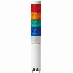 Đèn tháp D40mm sáng liên tục/nhấp nháy QLIGHT STG40MLF-BZ-5-24-RAGBW 24VAC, 24VDC; Số tầng: 5; Màu đỏ, Màu hổ phách, Xanh lá, Xanh da trời, Màu trắng; Sáng liên tục, Sáng nhấp nháy; 85dB; Bóng LED