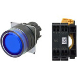 Nút nhấn nhả có đèn OMRON A22NL-BGM-TAA-P002-AA 6VAC/DC D22/25 1NC (Xanh)