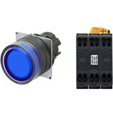 Nút nhấn nhả có đèn OMRON A22NL-BGM-TAA-P101-AD 110VAC D22/25 2NO (Xanh)