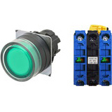 Nút nhấn nhả có đèn OMRON A22NL-BGM-TGA-G101-GA 6VAC/DC D22/25 2NO (Xanh)