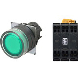 Nút nhấn giữ có đèn OMRON A22NL-BGA-TGA-P101-GA 6VAC/DC D22/25 2NO (Xanh)