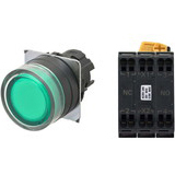 Nút nhấn giữ có đèn OMRON A22NL-BGA-TGA-P102-GA 6VAC/DC D22/25 1NO+1NC (Xanh)