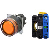 Nút nhấn nhả có đèn OMRON A22NL-BGM-TOA-G100-OB 12VAC/DC D22/25 1NO (Màu cam)