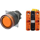 Nút nhấn nhả có đèn OMRON A22NL-BGM-TOA-G202-OC 24VAC/DC D22/25 2NC (Màu cam)