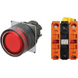 Nút ấn đường kính 22mm OMRON A22NL-BGA-TRA-G202-RD Có đèn; 100VAC, 110VAC, 120VAC; D22, D25; Đỏ; 2NC; Nhấn giữ; Round full-guard (Flush); Chất liệu vỏ: Plastic; Chất liệu vòng bezel: Plastic