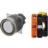 Nút ấn đường kính 22mm OMRON A22NL-BGA-TWA-G002-WD Có đèn; 100VAC, 110VAC, 120VAC; D22, D25; Trắng; 1NC; Nhấn giữ; Round full-guard (Flush); Chất liệu vỏ: Plastic; Chất liệu vòng bezel: Plastic