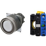 Nút ấn đường kính 22mm OMRON A22NL-BGA-TWA-G100-YD Có đèn; 100VAC, 110VAC, 120VAC; D22, D25; Trắng; 1NO; Nhấn giữ; Round full-guard (Flush); Chất liệu vỏ: Plastic; Chất liệu vòng bezel: Plastic
