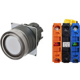 Nút ấn đường kính 22mm OMRON A22NL-BGA-TWA-G102-YD Có đèn; 100VAC, 110VAC, 120VAC; D22, D25; Trắng; 1NO+1NC; Nhấn giữ; Round full-guard (Flush); Chất liệu vỏ: Plastic; Chất liệu vòng bezel: Plastic