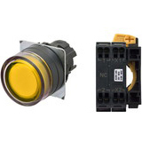 Nút ấn đường kính 22mm OMRON A22NL-BGA-TYA-P002-YD Có đèn; 100VAC, 110VAC, 120VAC; D22, D25; Vàng; 1NC; Nhấn giữ; Round full-guard (Flush); Chất liệu vỏ: Plastic; Chất liệu vòng bezel: Plastic