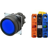 Nút nhấn nhả có đèn OMRON A22NL-BNM-TAA-G102-AE 220VAC D22/25 1NO+1NC (Xanh)